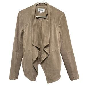 Women's BB DAKOTA Open Waterfall Faux Suede Long‎ Sleeve Mocha Jacket Large